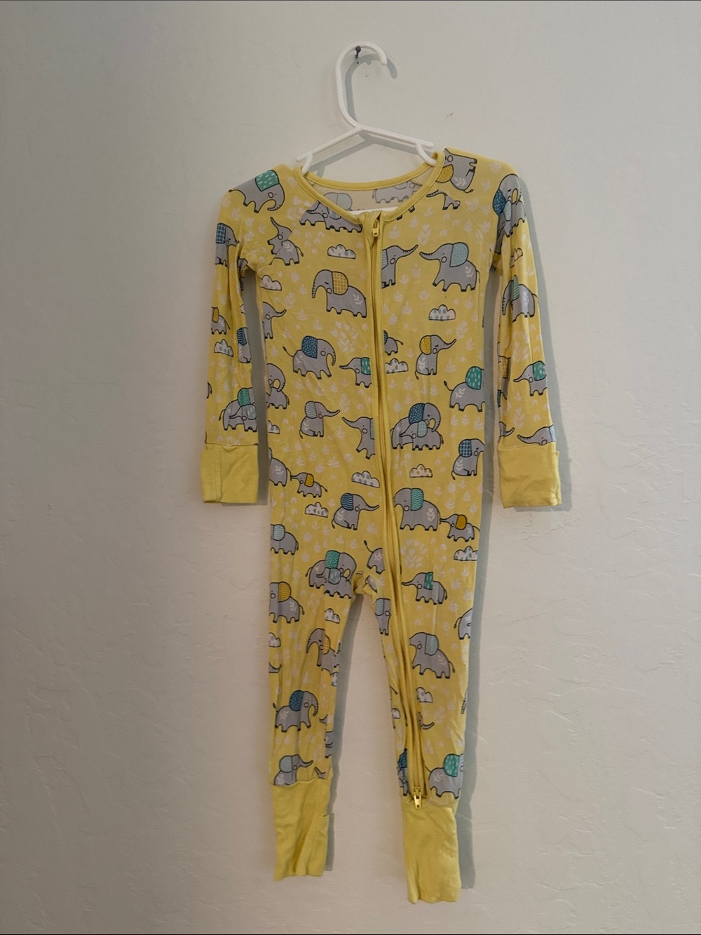 Little Sleepies Yellow Elephant Print Footie